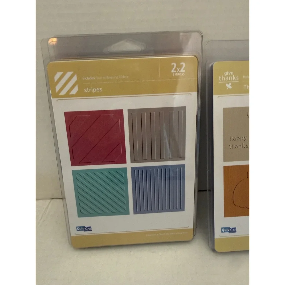 QuicKutz Embossing Folder Lot 2x2 A2 Stripes Shapes Thanksgiving Frame 6 Sets